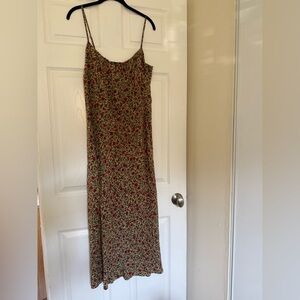 Realisation Par Floral Slip Dress in Olive Green and Red